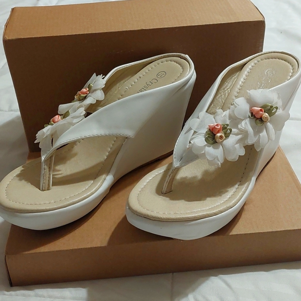 Crystal Queen Platform Wedges Flip Flops High Heels